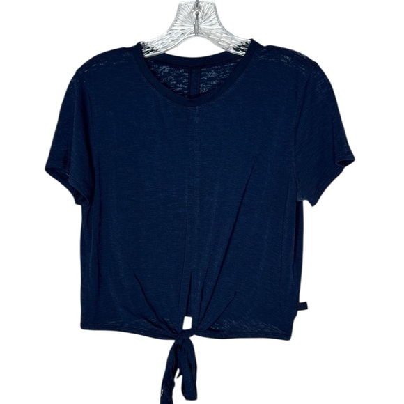 lululemon athletica Tops - Lululemon Navy Blue Women's Tie-Front Burn Out Top. Size 6.